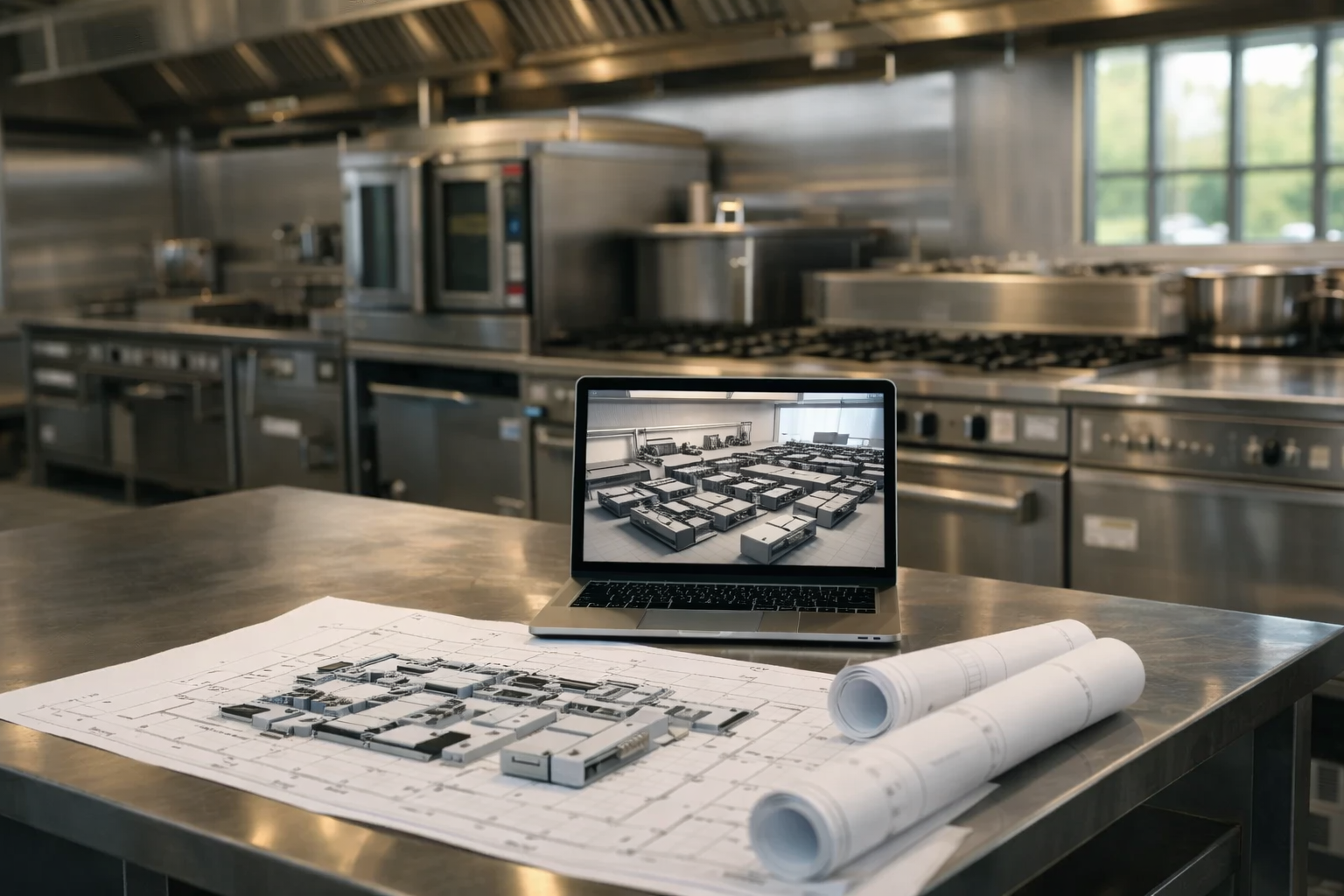 Commercial kitchen design with CAD planning